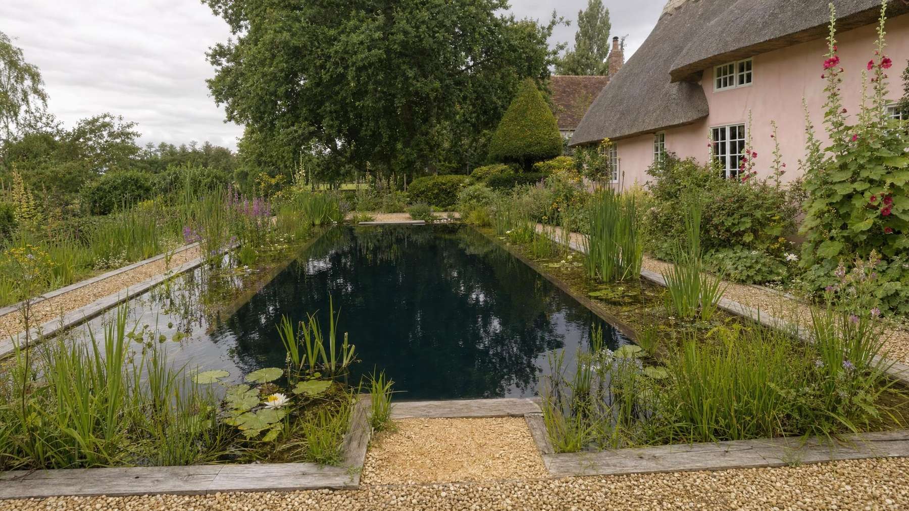 Natural pond in the grounds of a country house