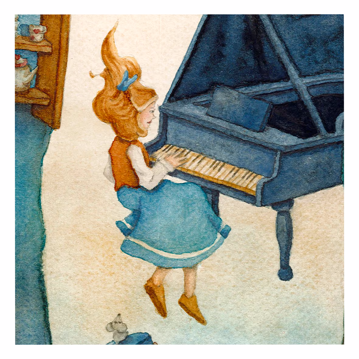 Illustrazione per il primo capitolo di Alice nel Paese delle Meraviglie, "Giù per la tana del coniglio". Realizzata ad acquarello