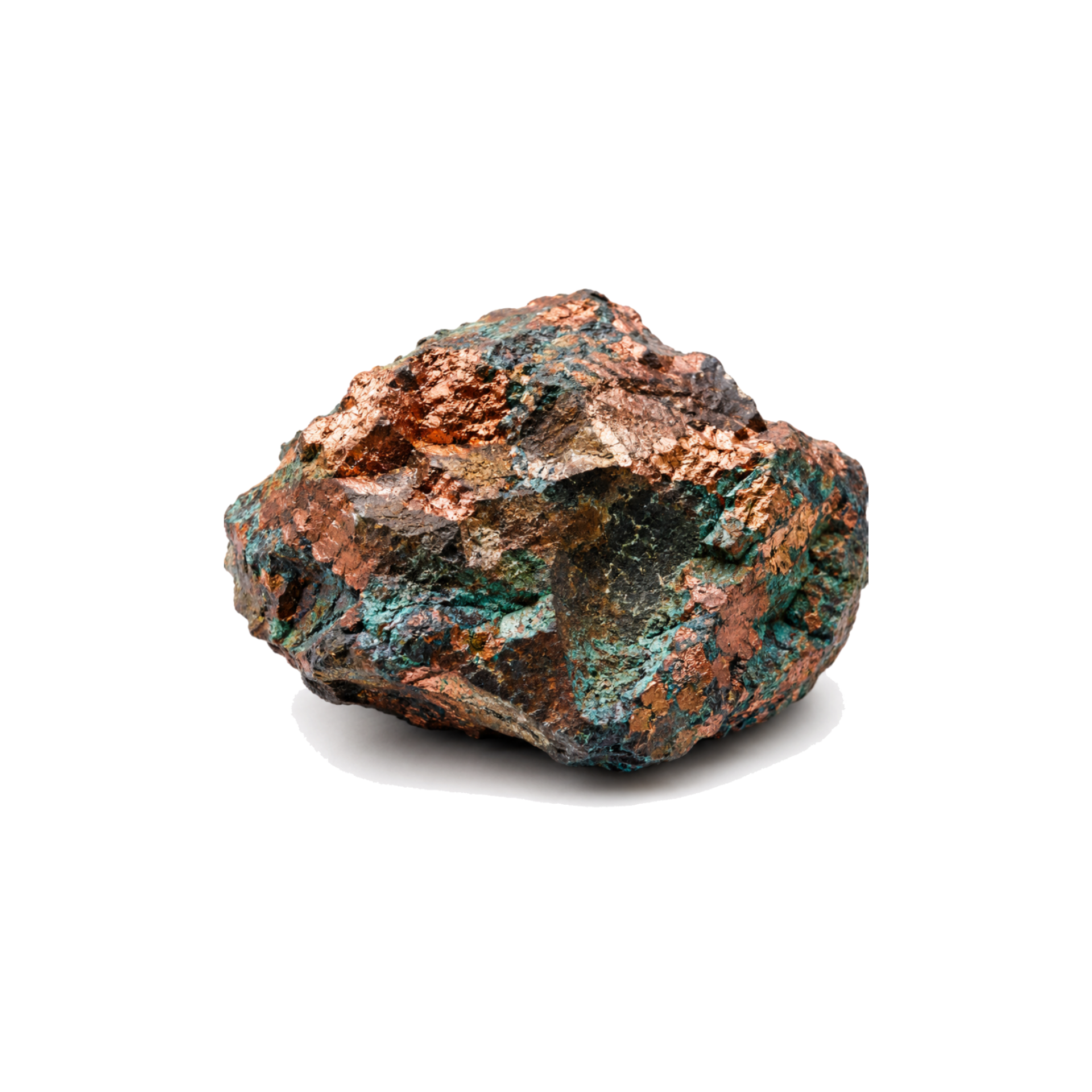 Natural copper ore with visible metallic and green mineral deposits