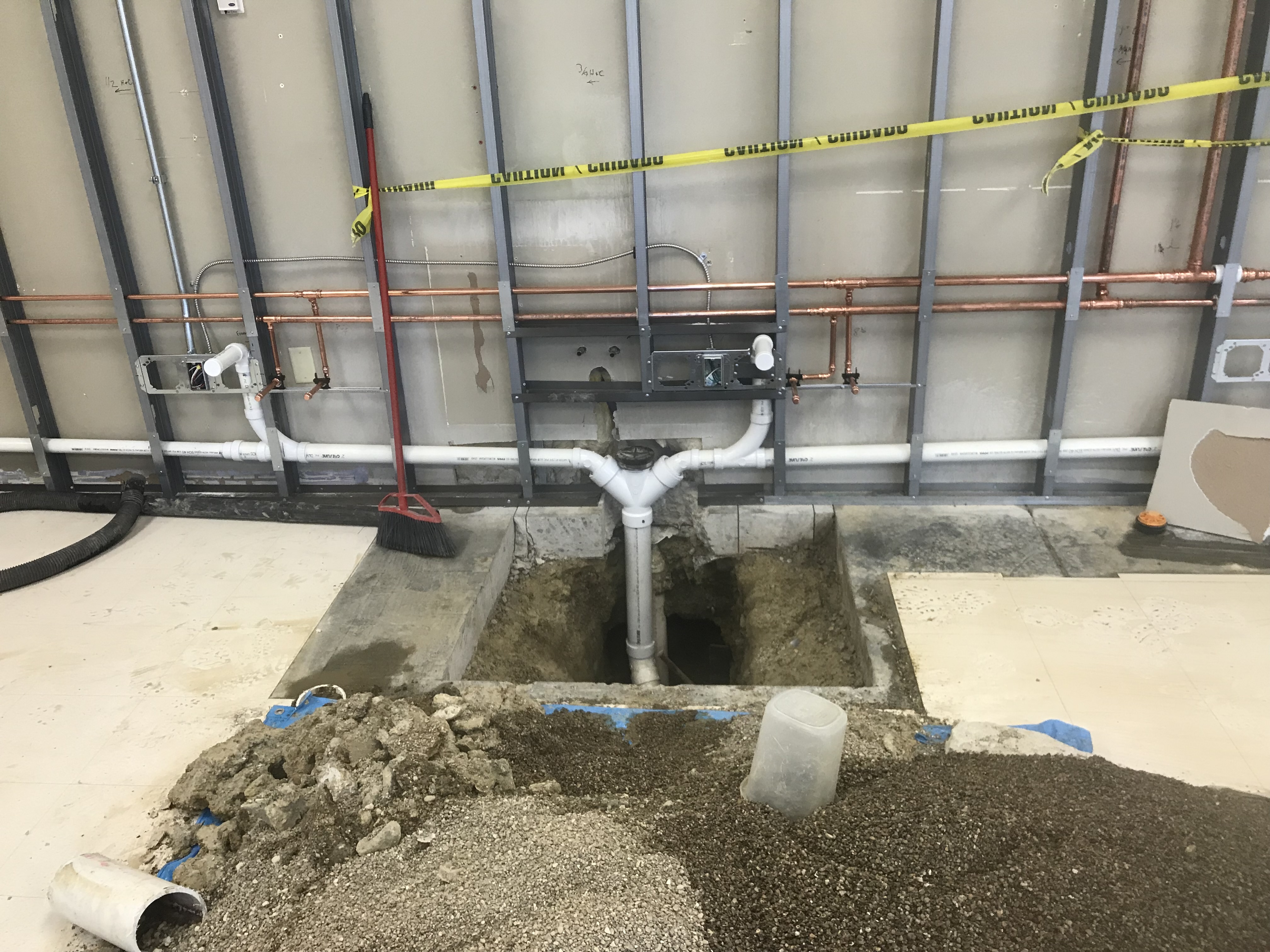 Sink rough in for commercial plumbing project