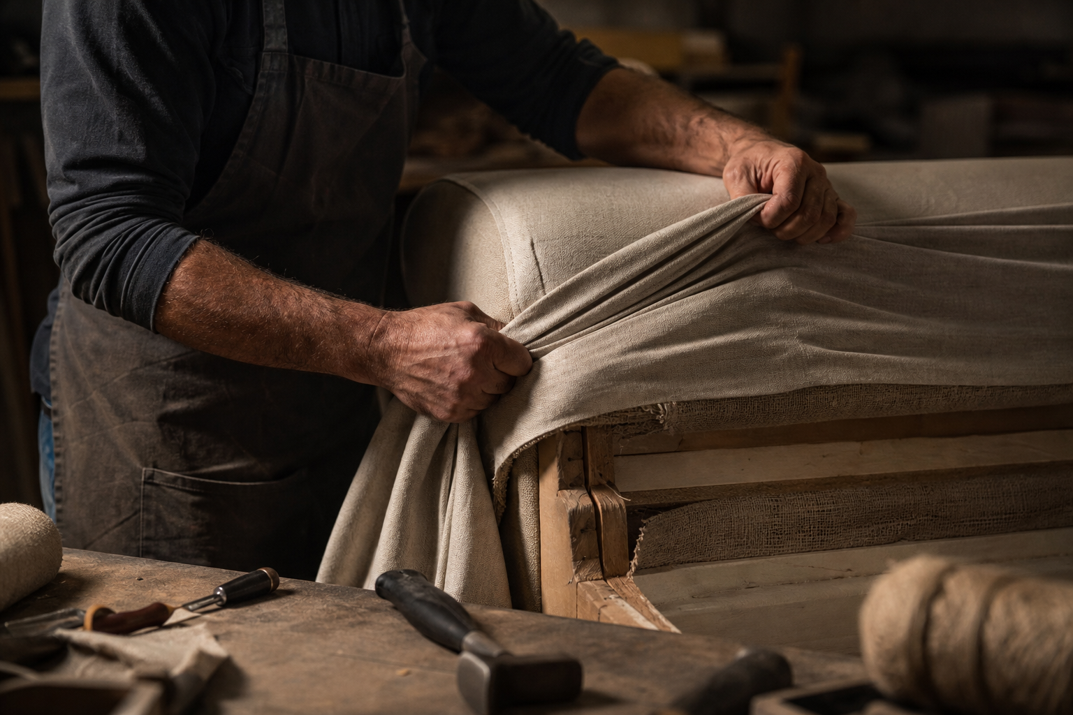 Hand upholstery