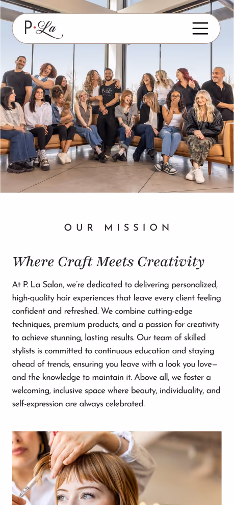 Fourth mobile screenshot of the P. La Salon website