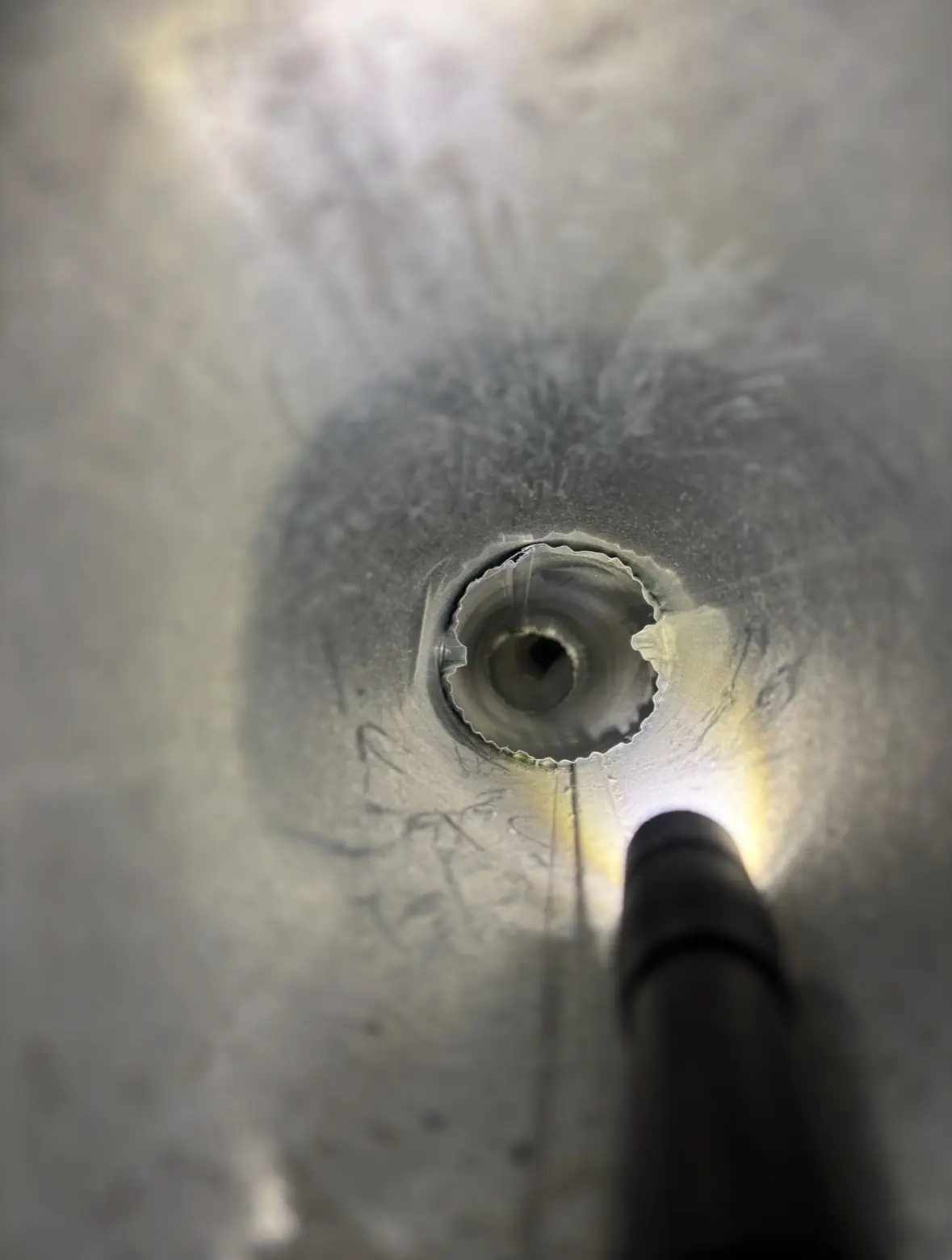 Clean metal dryer vent interior after professional dryer vent cleaning.