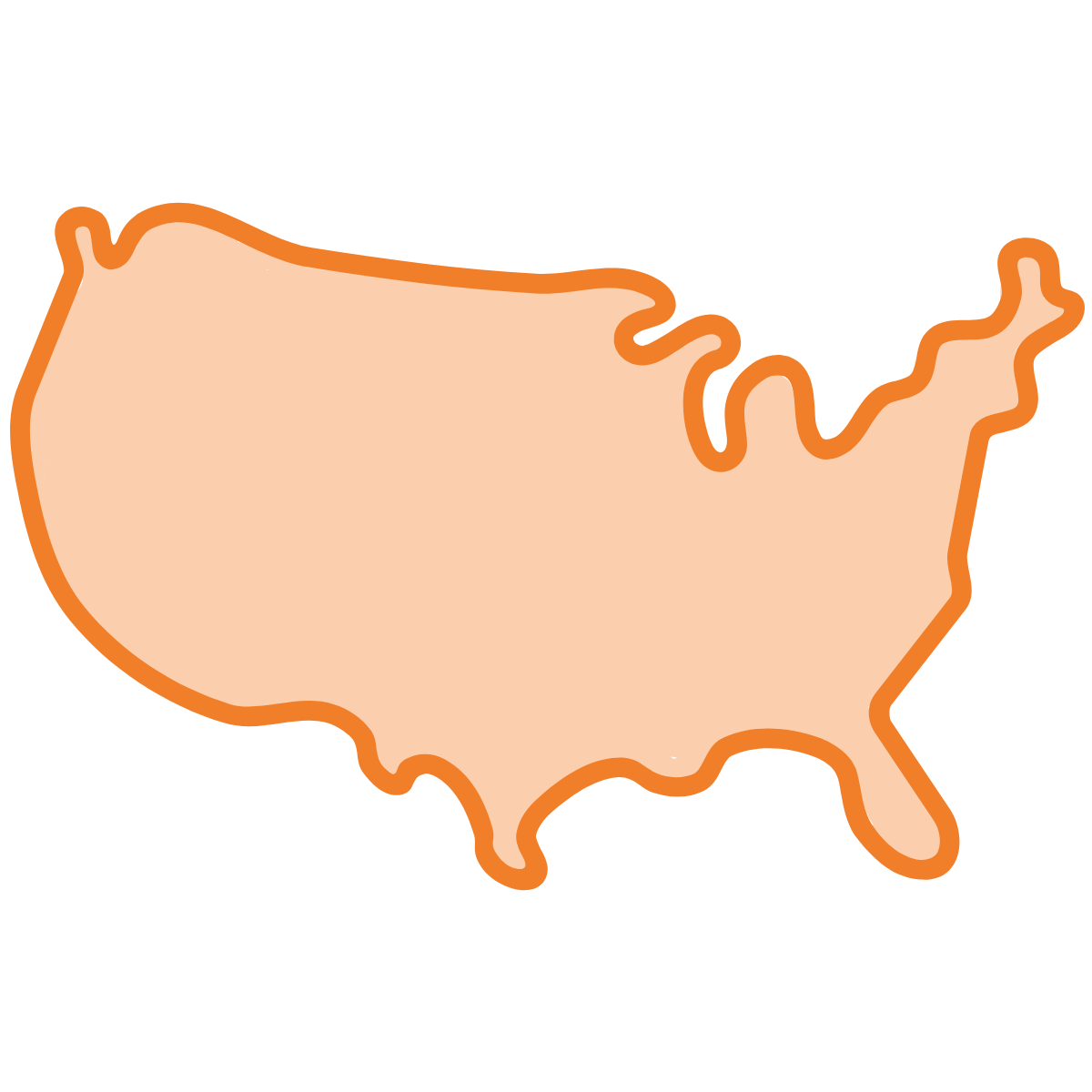 Outline of a USA map