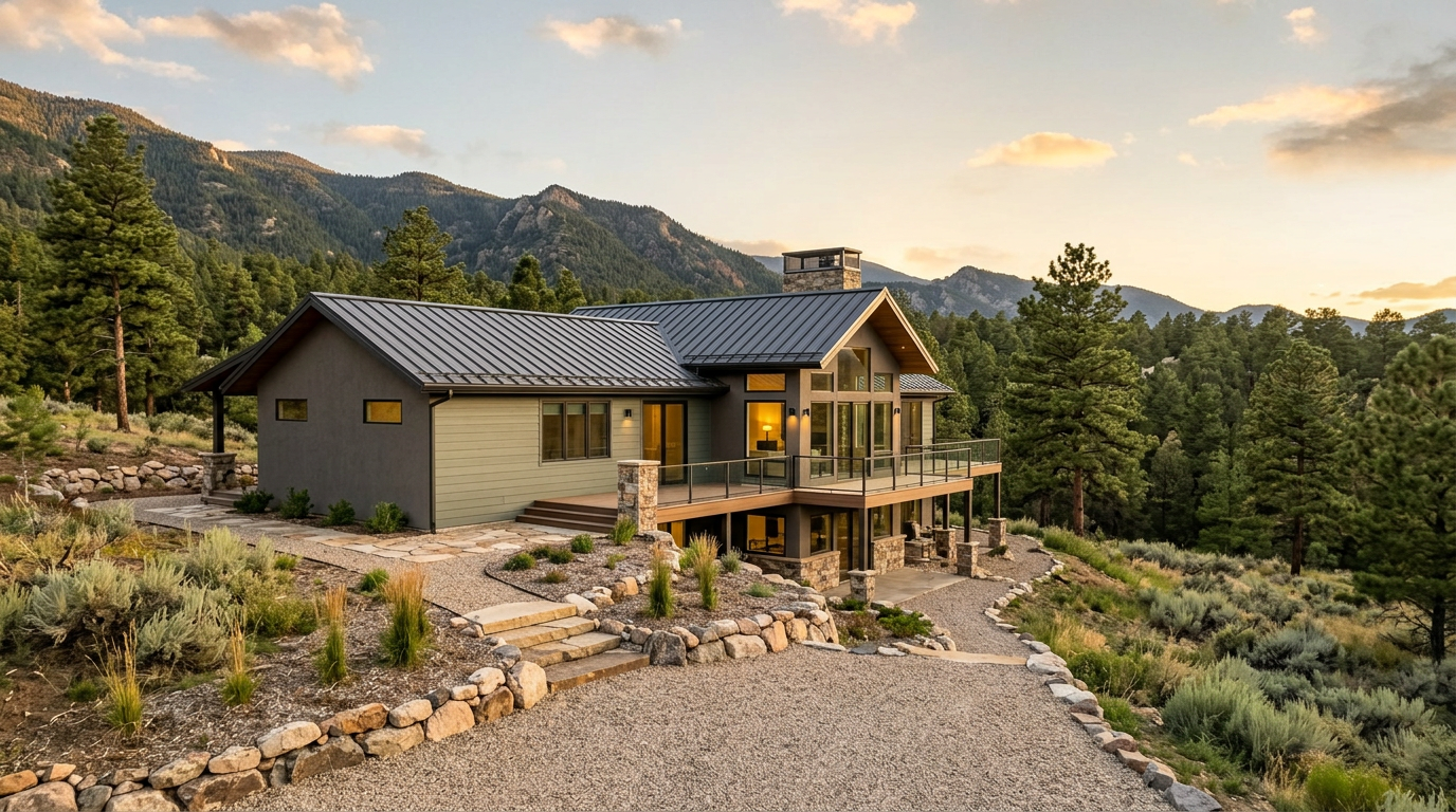 Custom home on wooded acreage lot in Douglas County Colorado