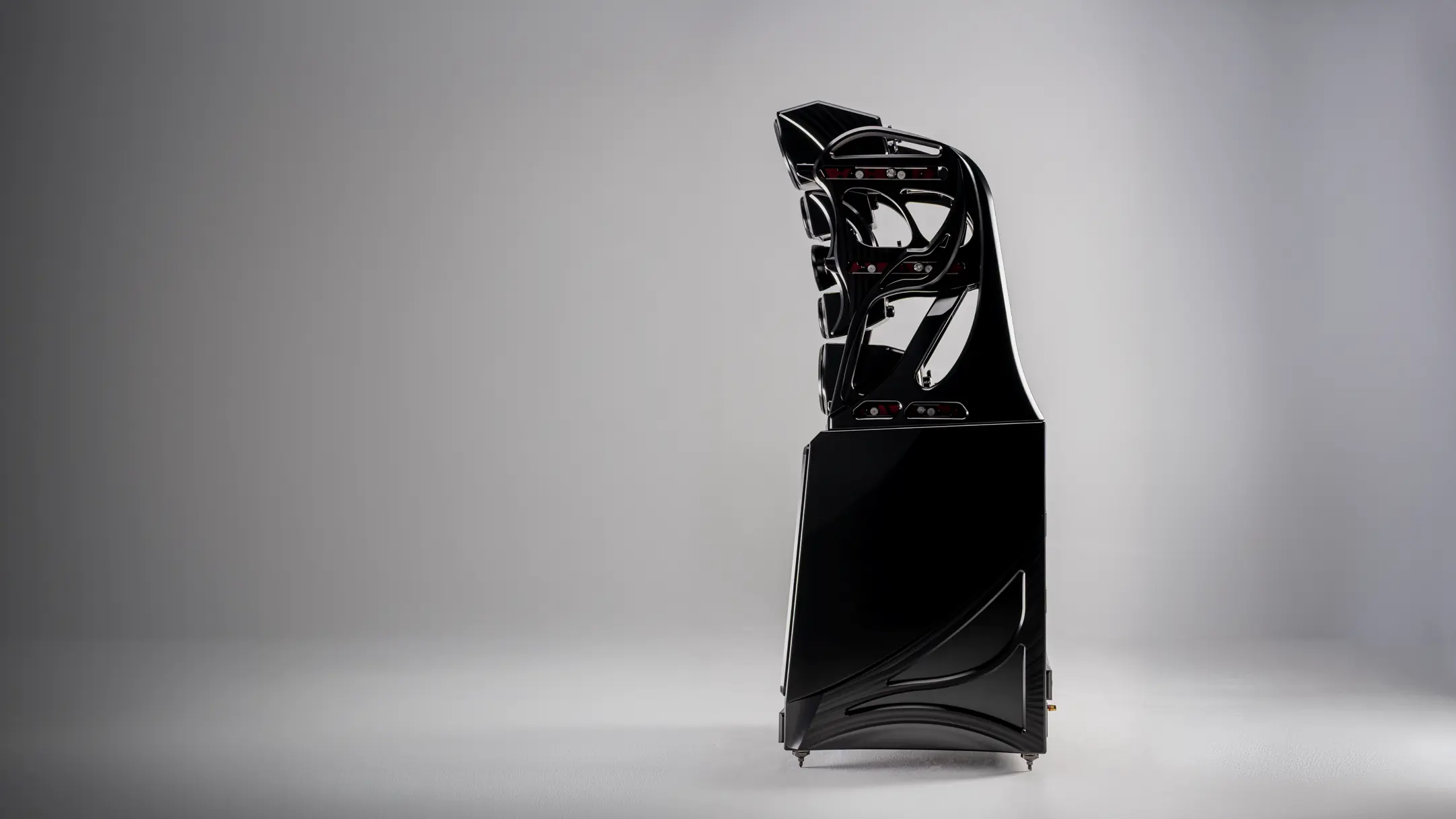 Wilson Audio Autobiography flagship loudspeaker in gloss black, studio profile