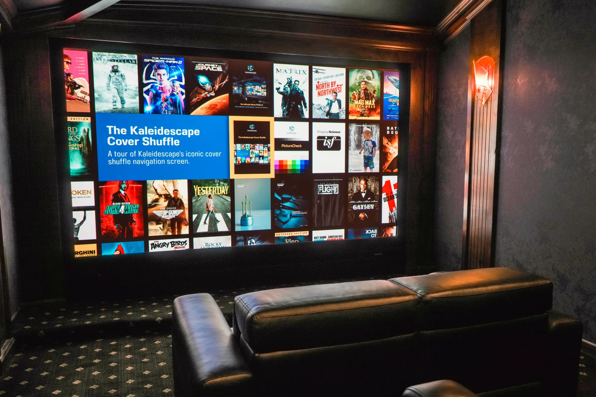 Stewart Filmscreen and Kaleidescape interface in the Cinema Suite at LMC Scottsdale