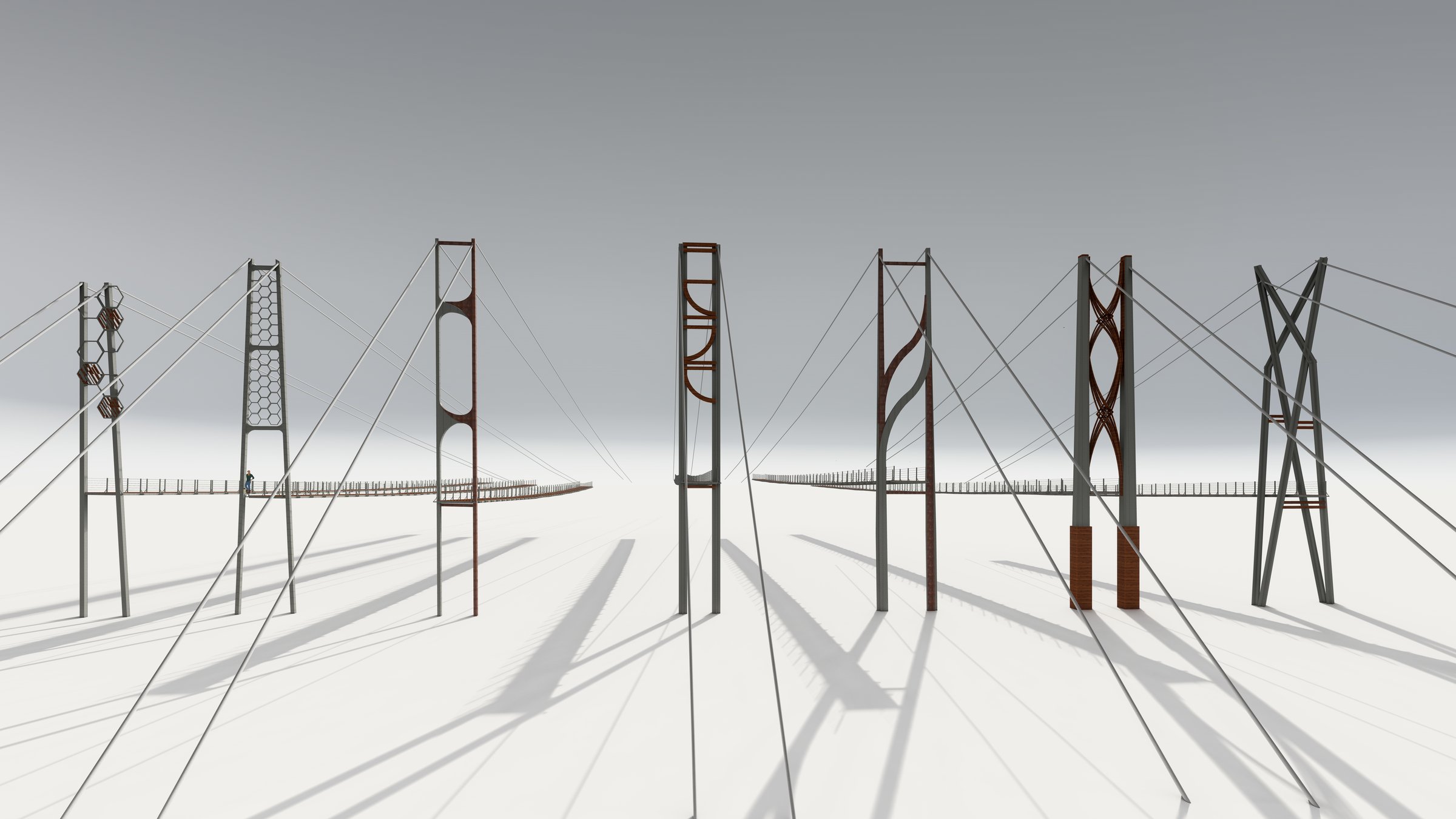 Suspension bridge tower design by ERi Experiential Resources