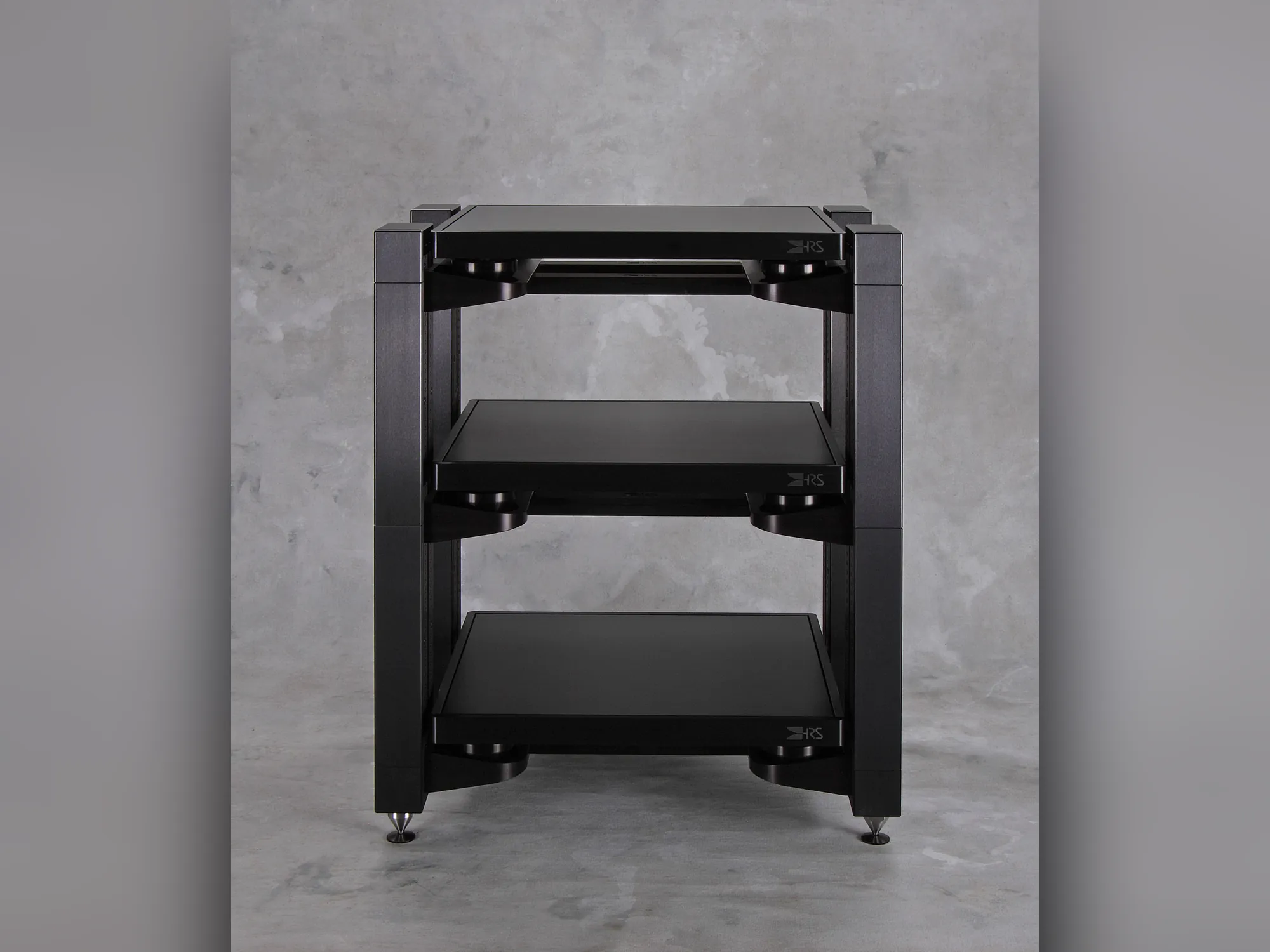HRS VXR Audio Stand in black anodized with three M3X2 Isolation Bases at LMC Scottsdale