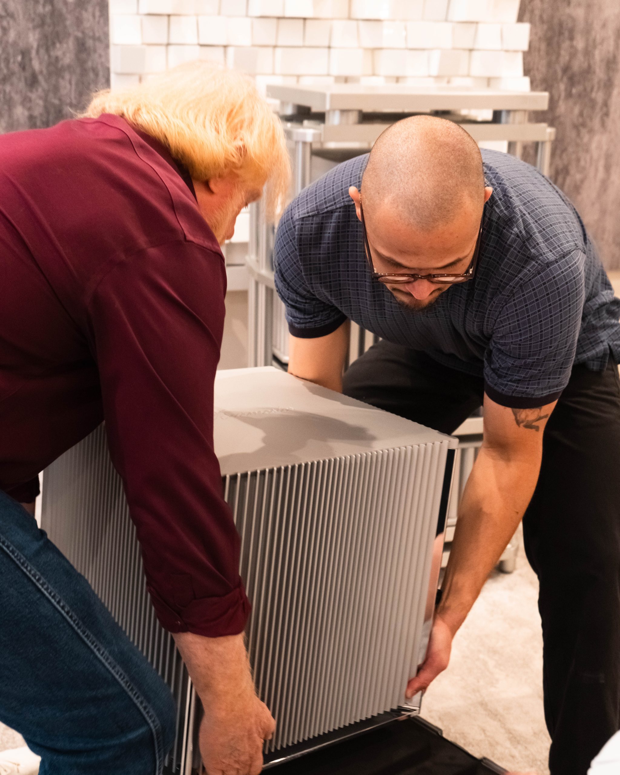 Chrome Burmester 259 power amplifier prototype pair on loan at LMC