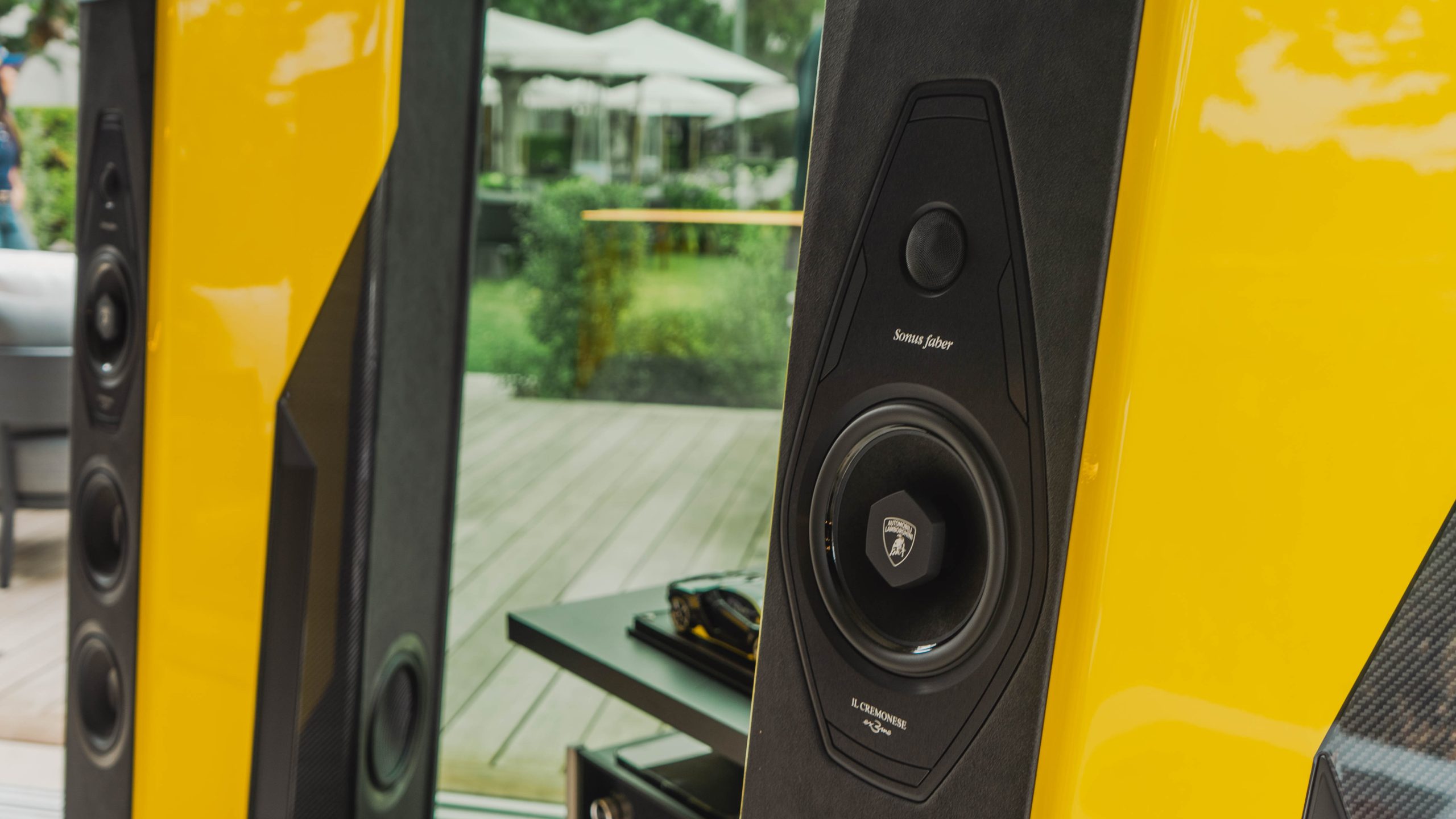 Sonus faber display at the Automobili Lamborghini villa, Pebble Beach