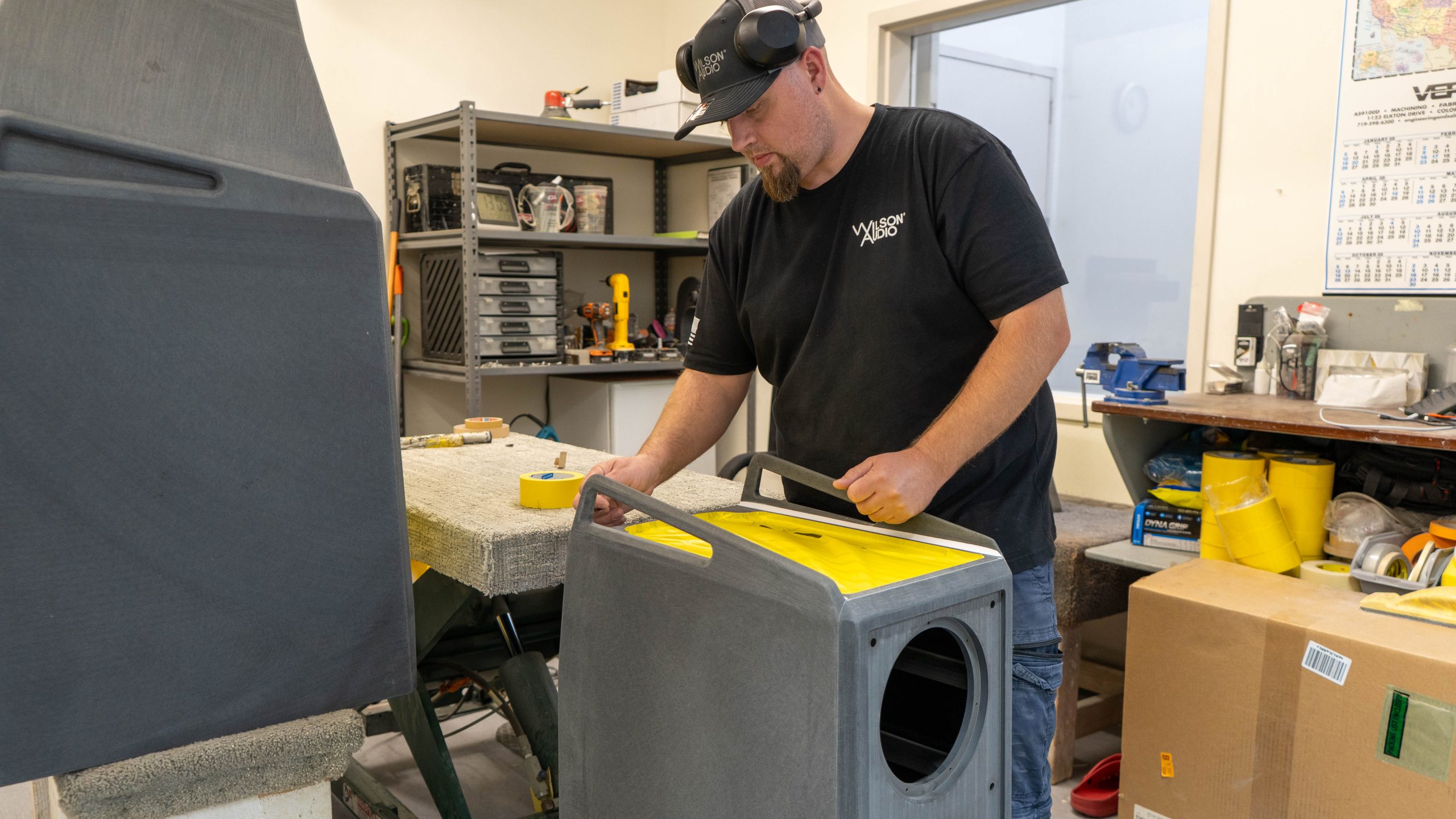 Hand-painted finish work at the Wilson Audio factory