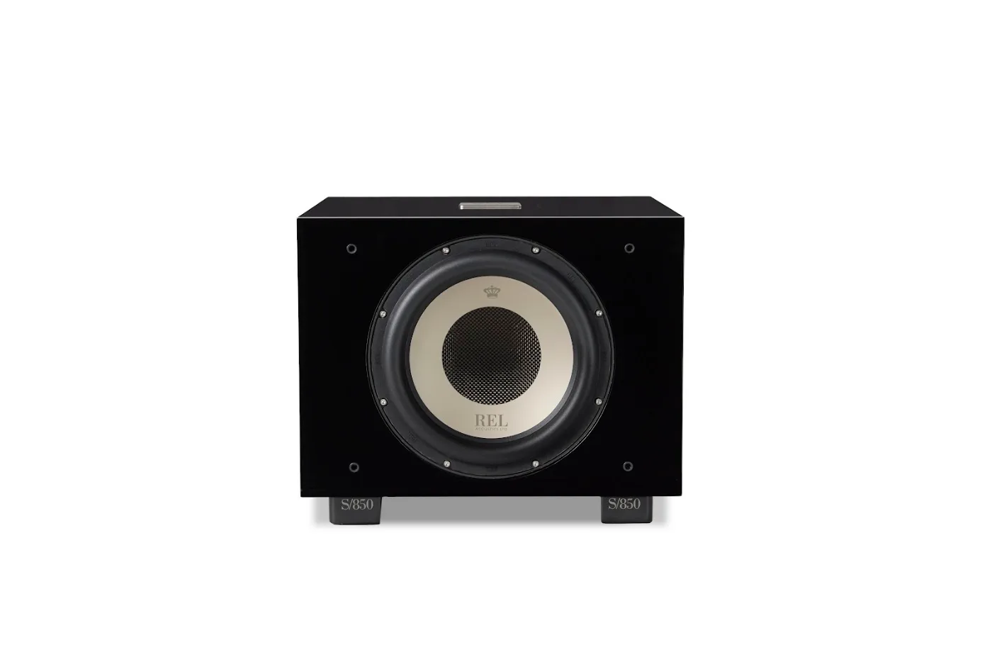 REL Acoustics S/850 front view showing the CarbonAlloy driver