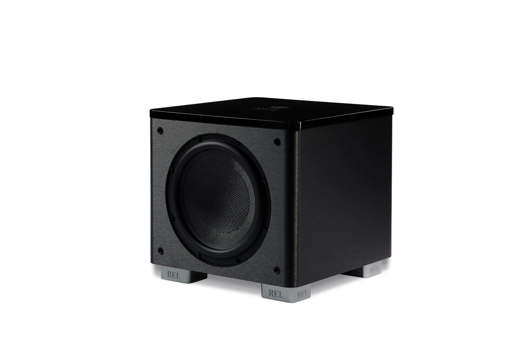 REL HT/1003 MKII compact home theatre subwoofer, three-quarter view