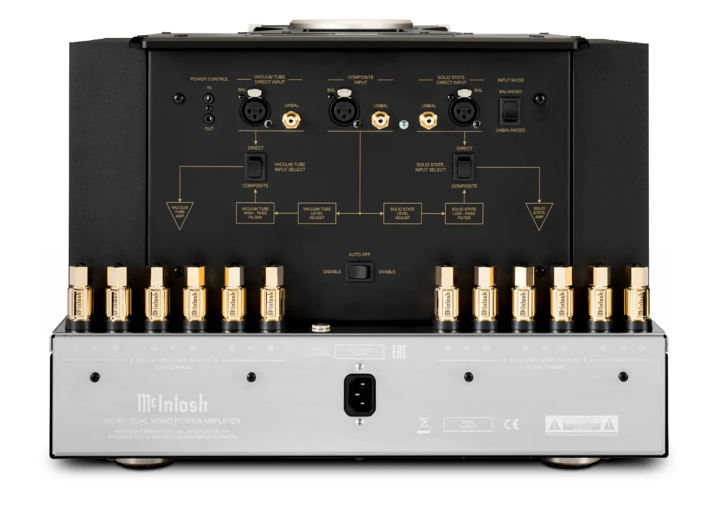 McIntosh MC901 power amplifier, rear panel connections