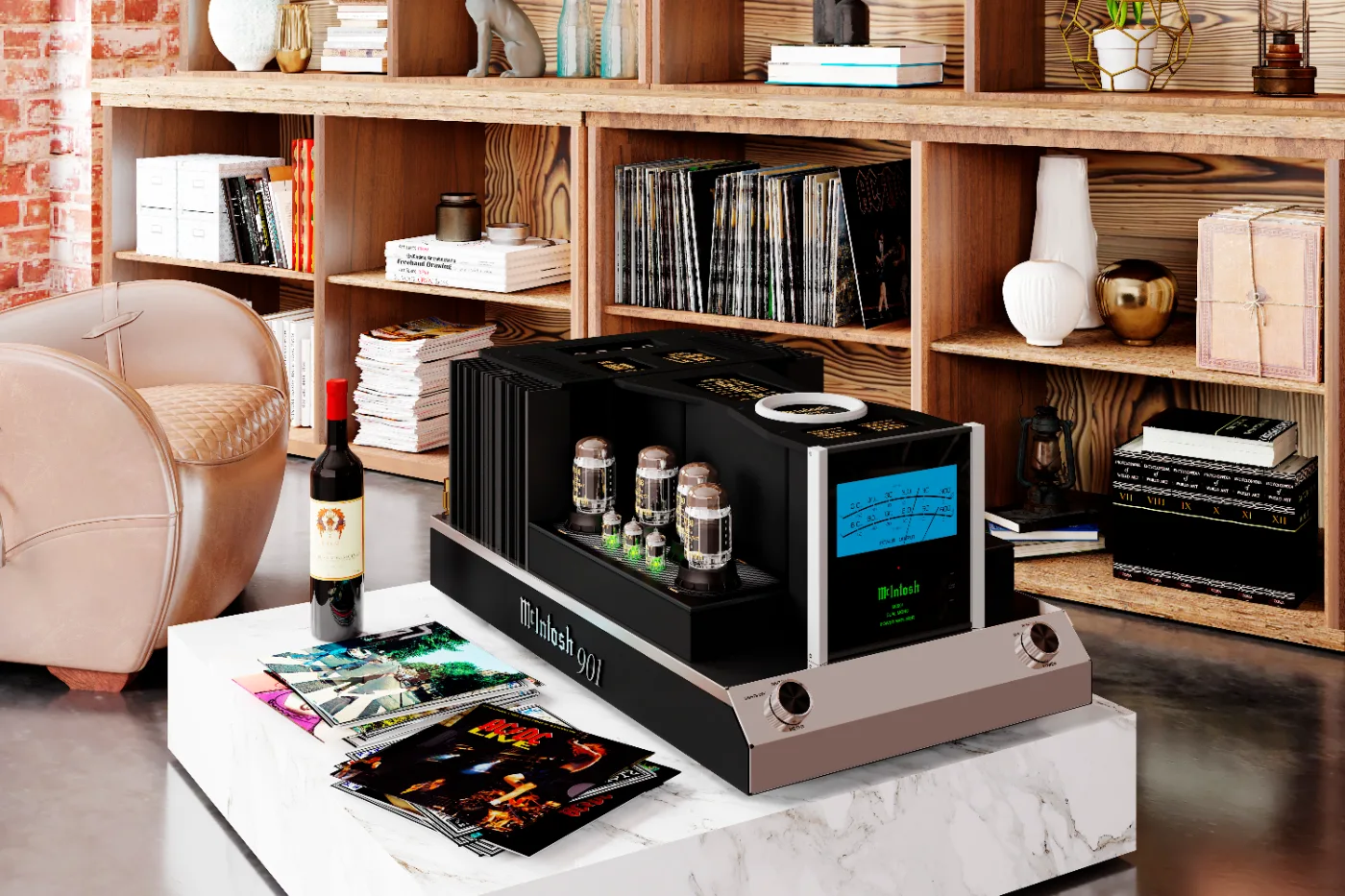 McIntosh MC901 power amplifier, shown in a room setting