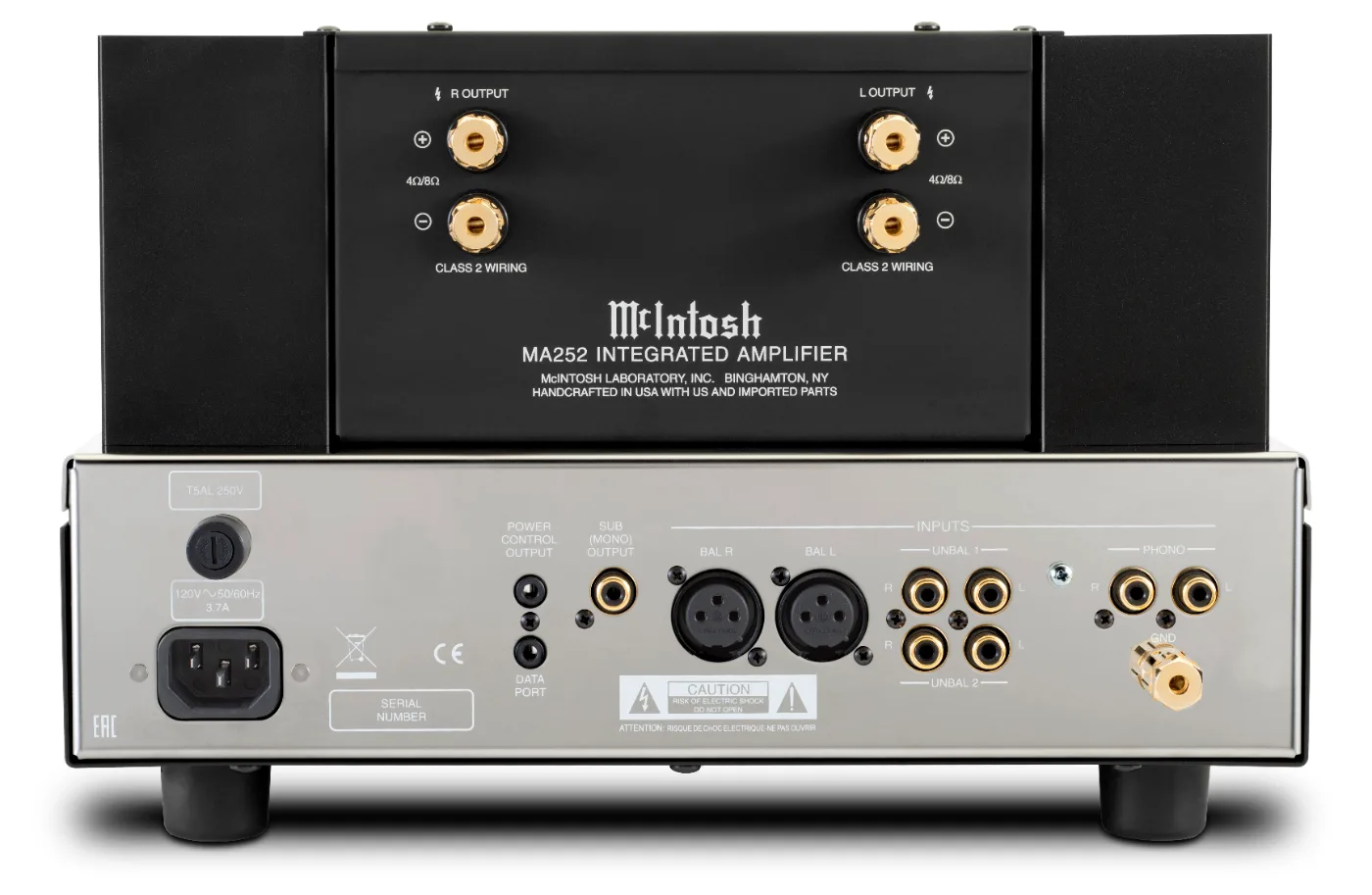 McIntosh MA252 integrated amplifier, rear panel connections