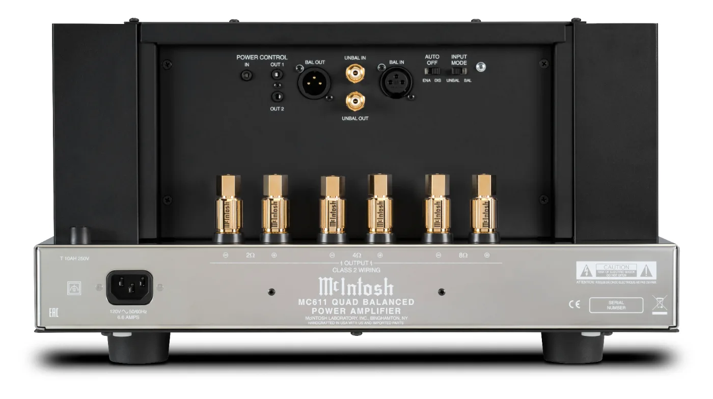 McIntosh MC611 power amplifier, rear panel connections