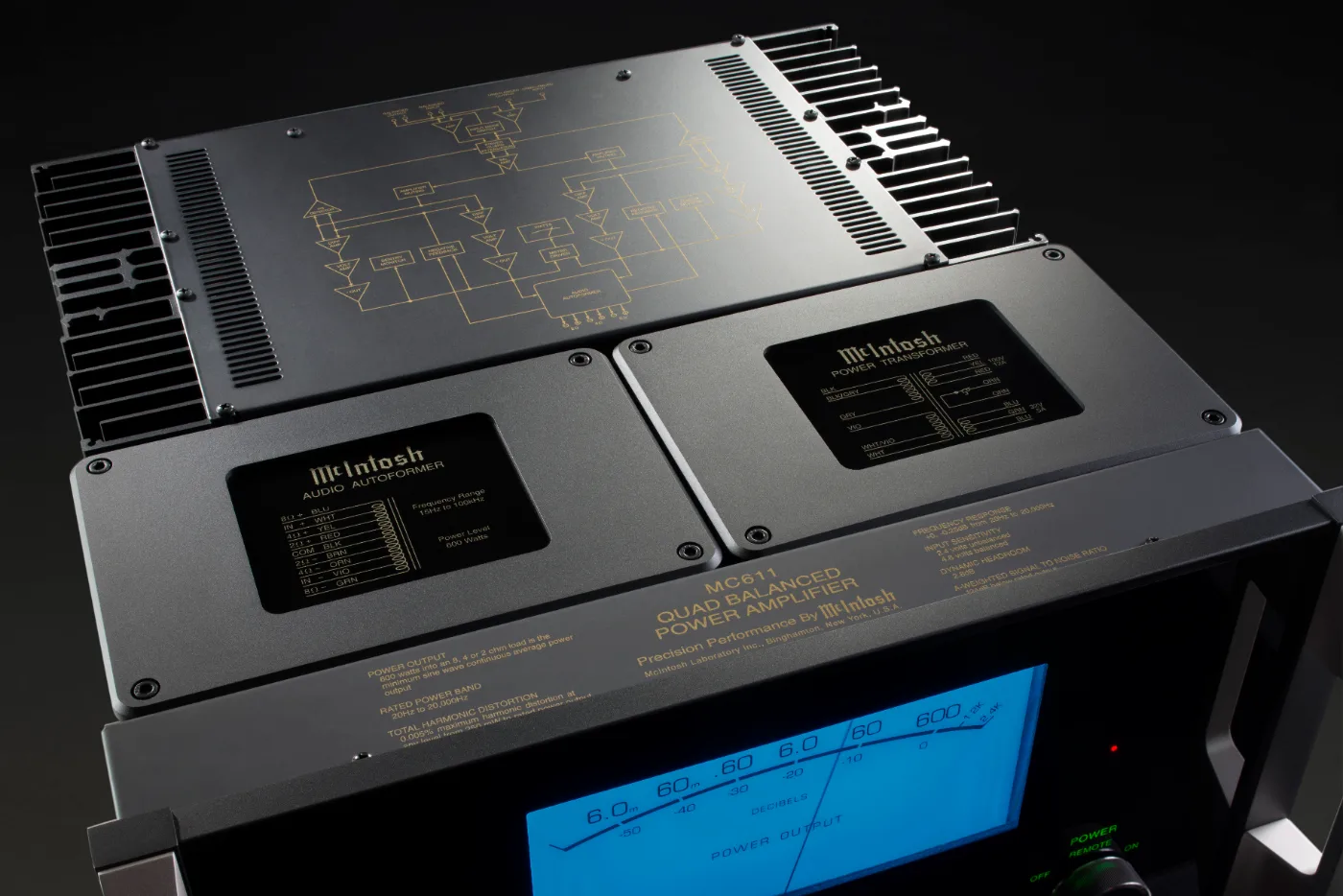 McIntosh MC611 power amplifier, close-up detail