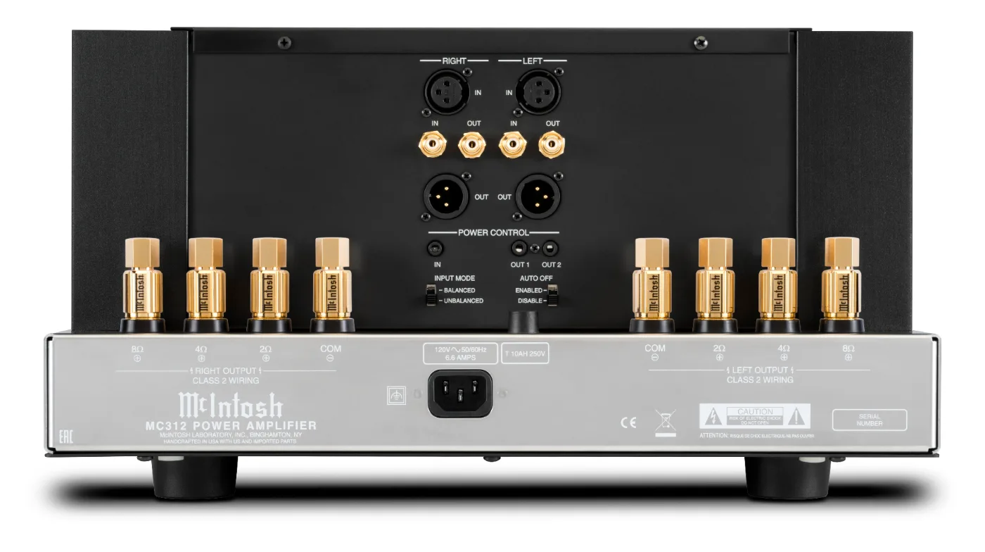 McIntosh MC312 power amplifier, rear panel connections