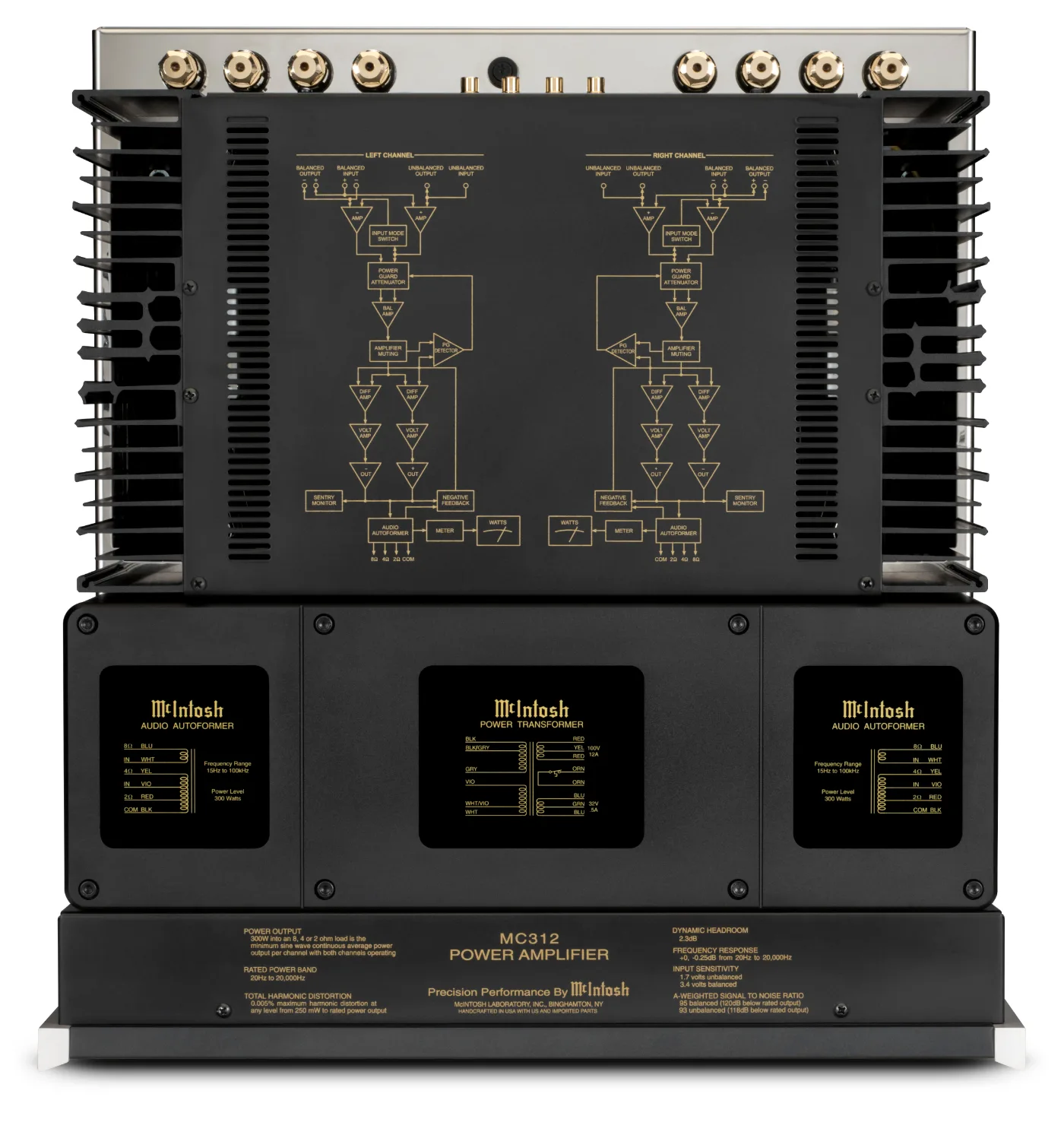 McIntosh MC312 power amplifier, top view