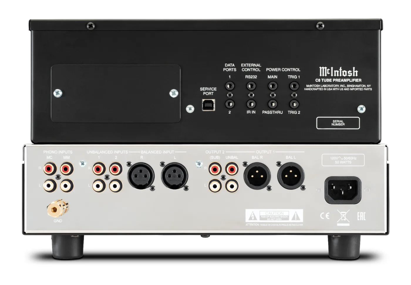 McIntosh C8 preamplifier, rear panel connections