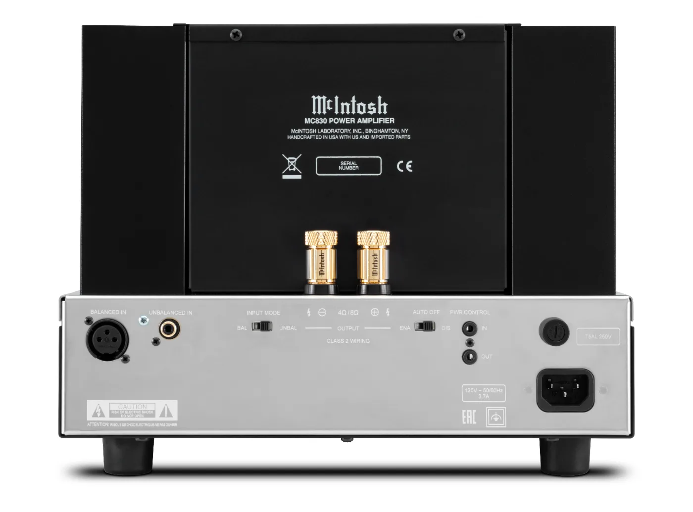 McIntosh MC830 power amplifier, rear panel connections