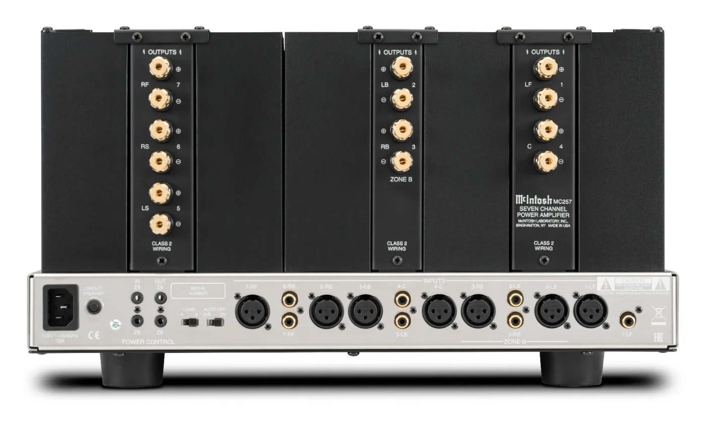 McIntosh MC257 power amplifier, rear panel connections