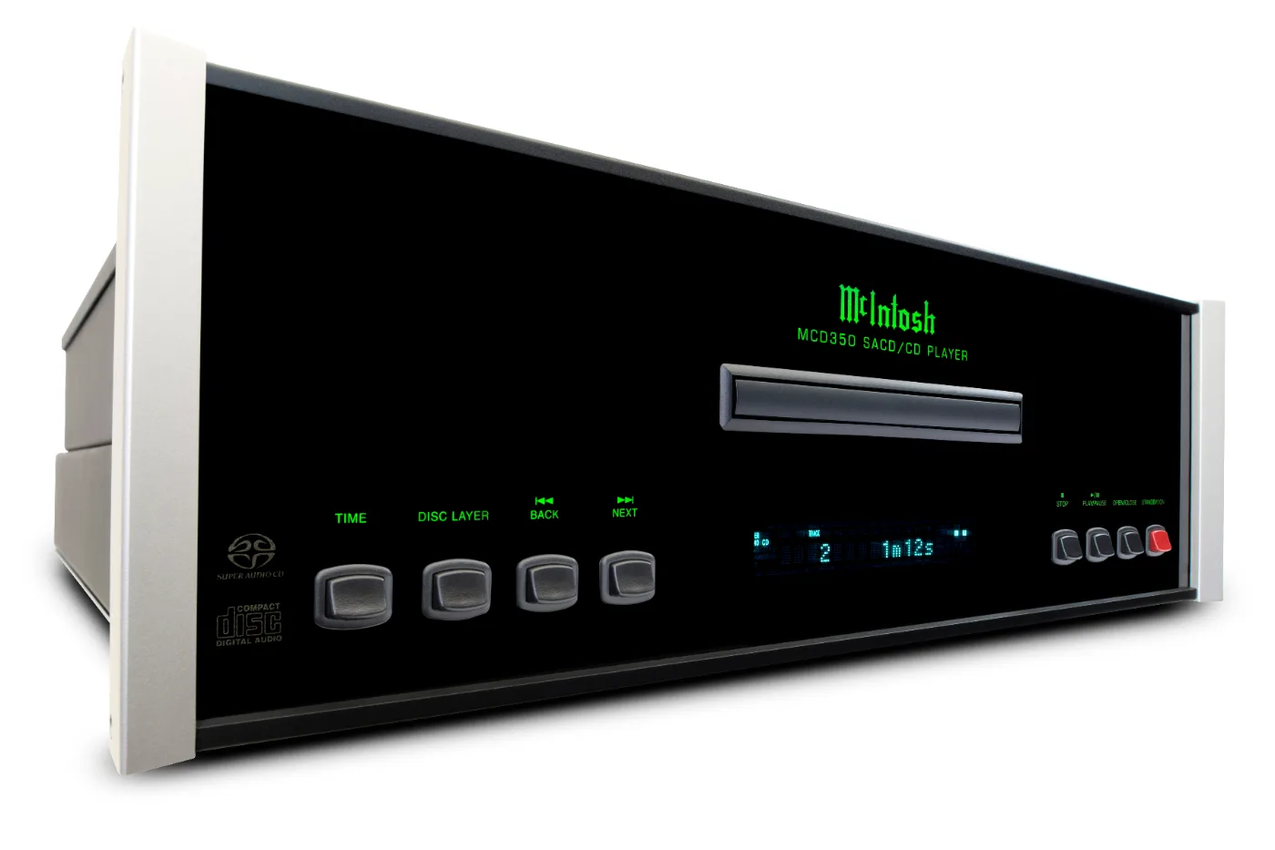 McIntosh MCD350 CD & SACD player, low-angle view