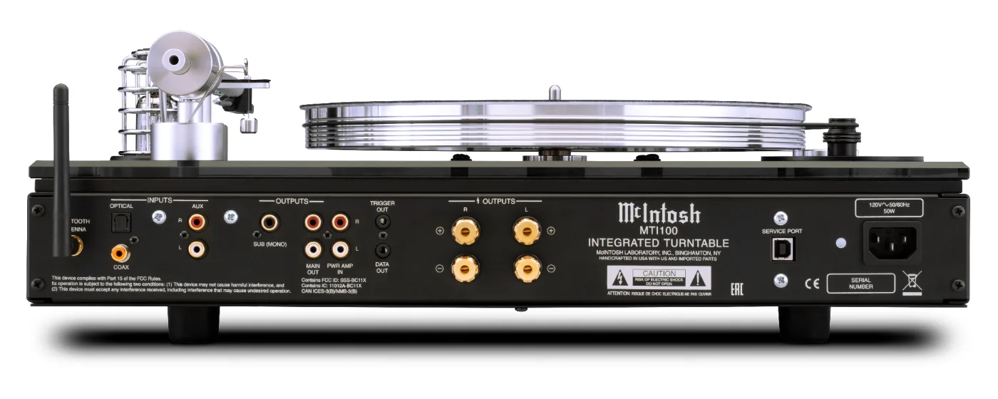 McIntosh MTI100 turntable, rear panel connections