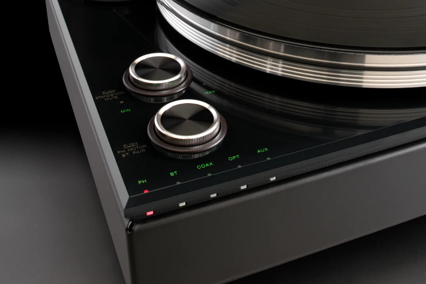 McIntosh MTI100 turntable, control panel detail