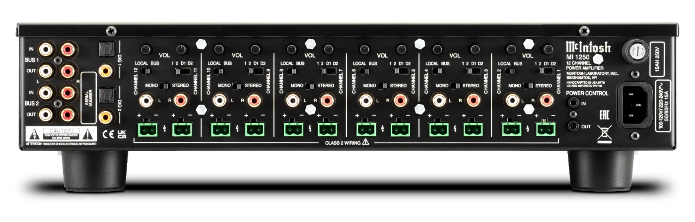 McIntosh MI1250 power amplifier, rear panel connections