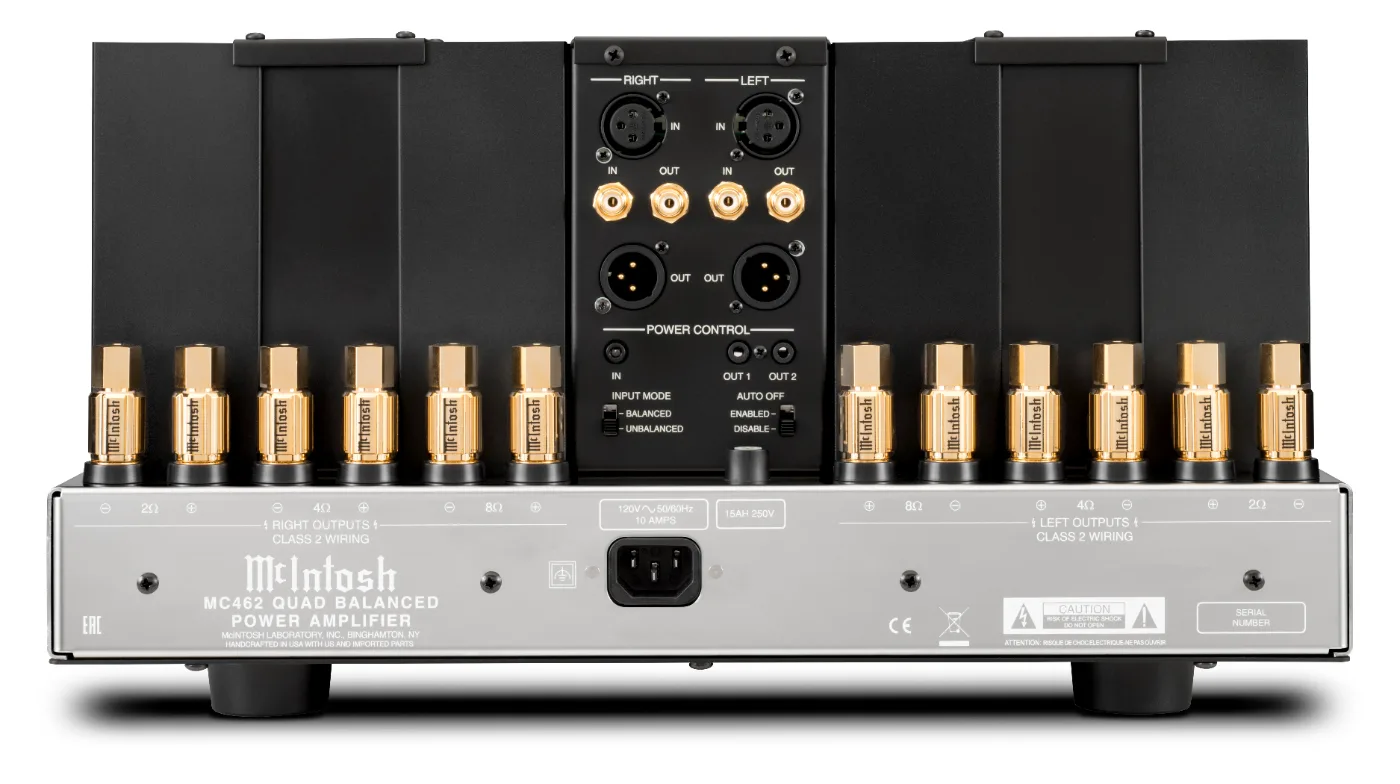 McIntosh MC462 power amplifier, rear panel connections