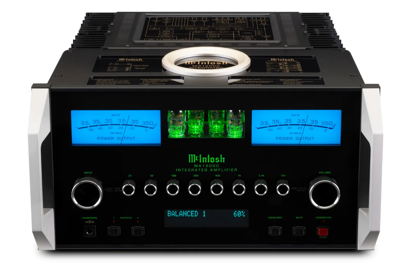 McIntosh MA12000 integrated amplifier, front panel, Balanced