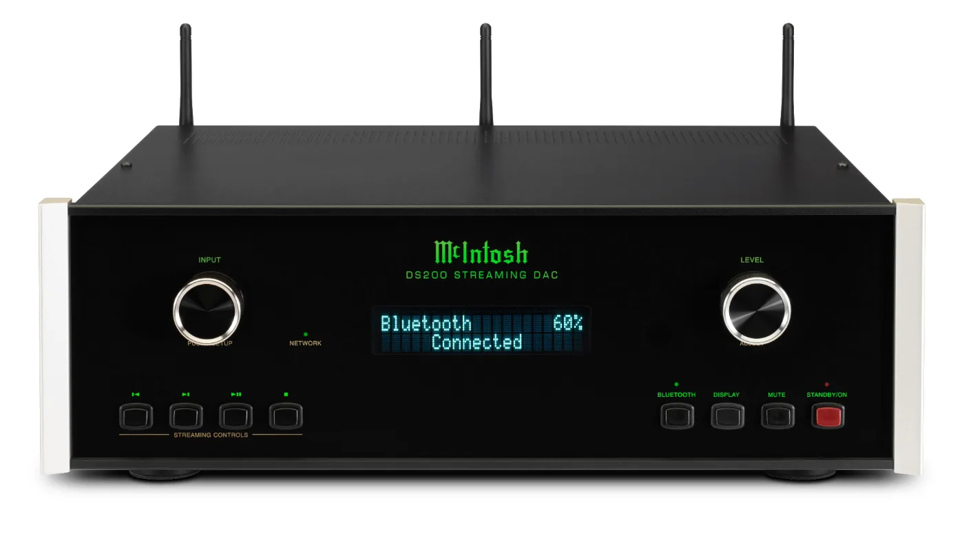 McIntosh DS200 DAC, front panel, Bluetooth