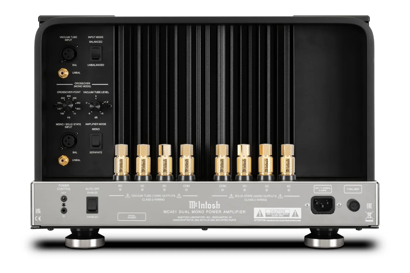 McIntosh MC451 power amplifier, rear panel connections