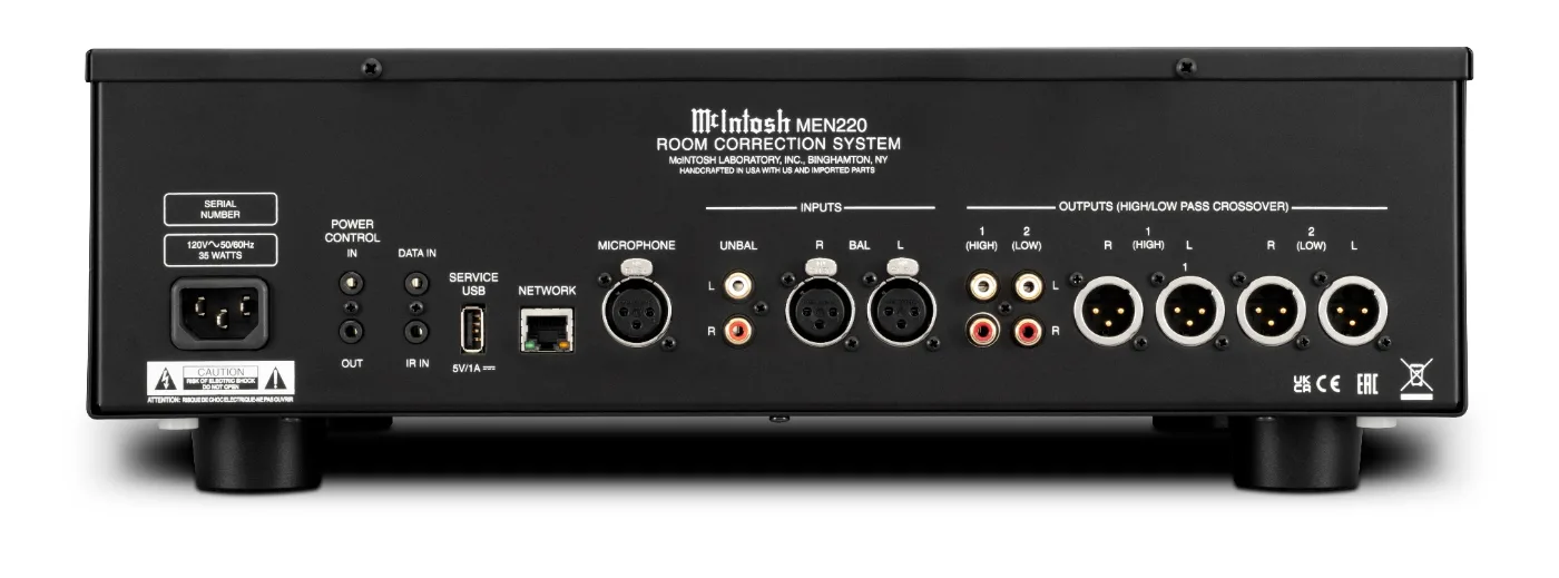 McIntosh MEN220 room correction system, rear panel connections