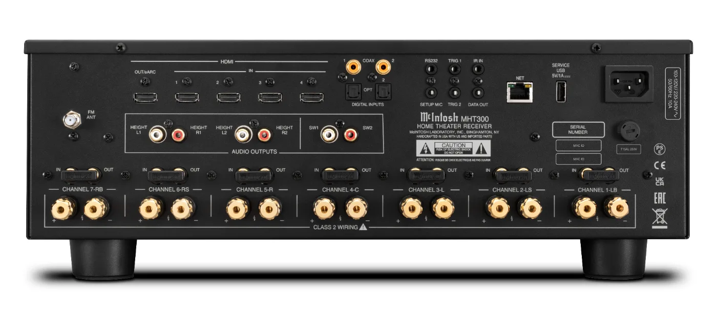 McIntosh MHT300 cinema processor, rear panel connections