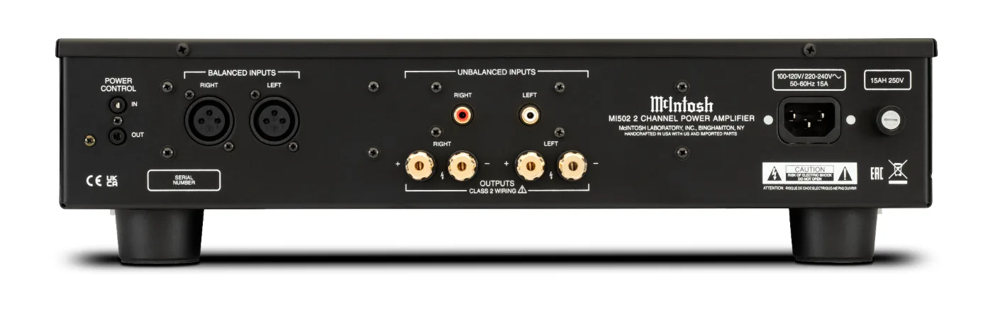 McIntosh MI502 power amplifier, rear panel connections