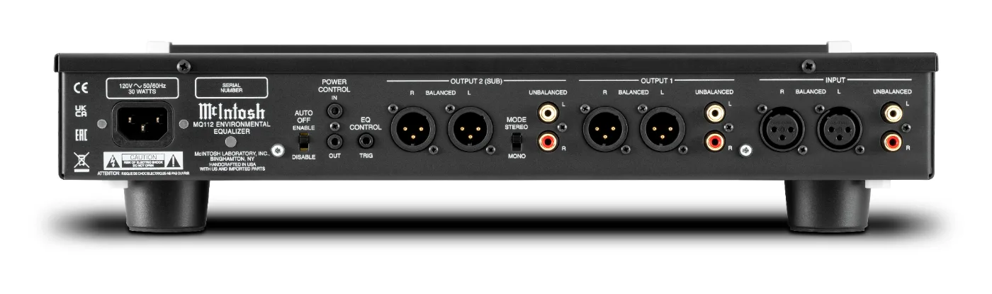 McIntosh MQ112 environmental equalizer, rear panel connections