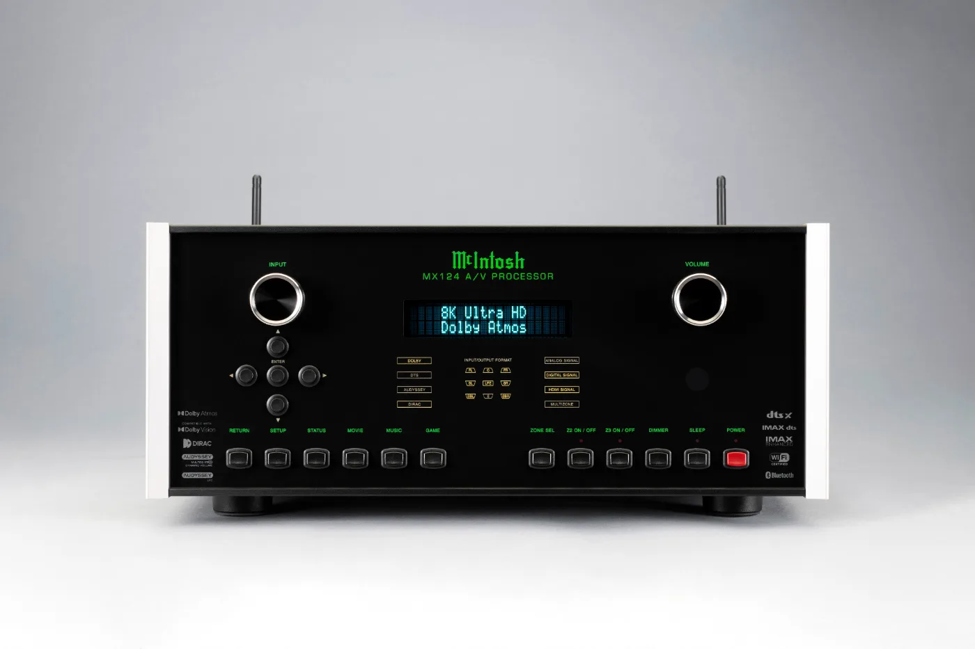 McIntosh MX124 cinema processor, front panel (alternate view)