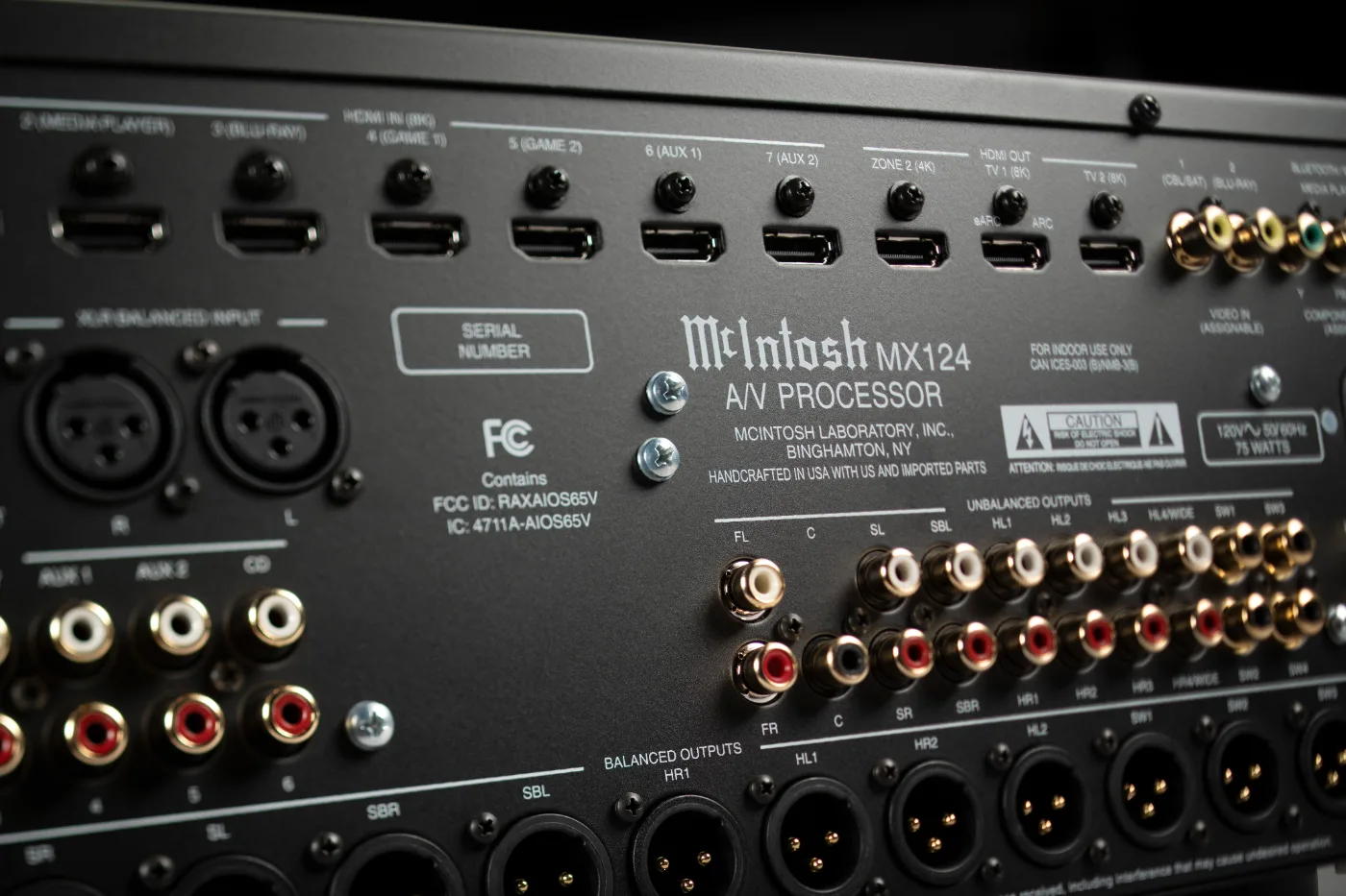 McIntosh MX124 cinema processor, close-up detail