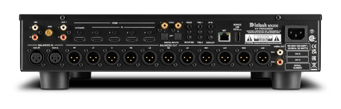 McIntosh MX200 cinema processor, rear panel connections
