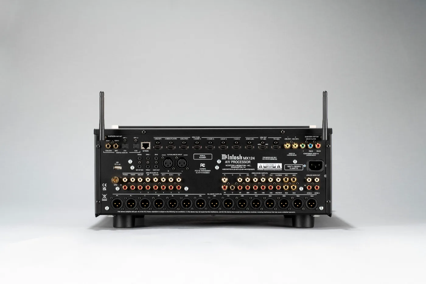 McIntosh MX124 cinema processor, rear panel connections