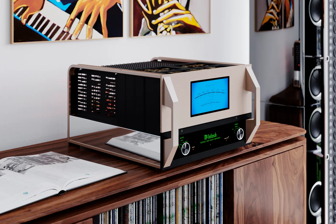 McIntosh MC3500 Mk II power amplifier, shown in a room setting