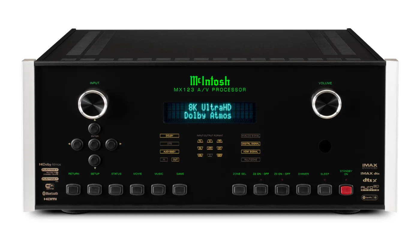 McIntosh MX123 cinema processor, front panel