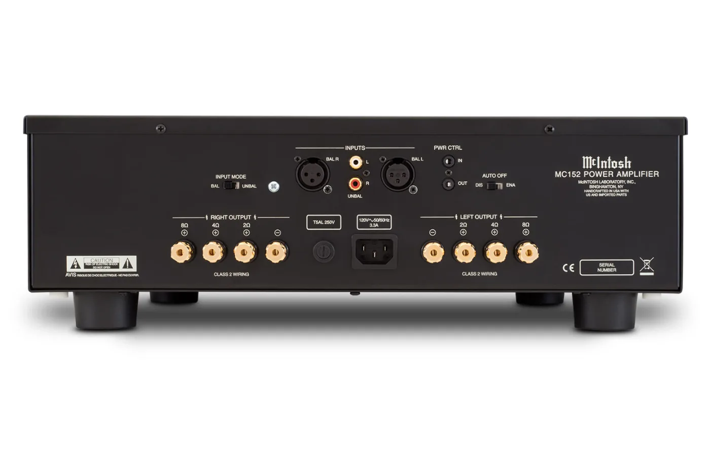 McIntosh MC152 power amplifier, rear panel connections