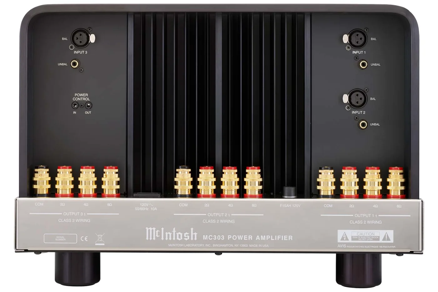 McIntosh MC303 power amplifier, rear panel connections