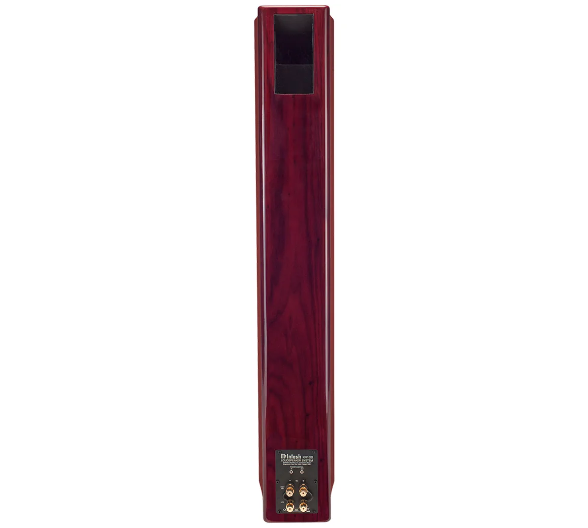 McIntosh XR100 floorstanding speaker, rear view, walnut finish