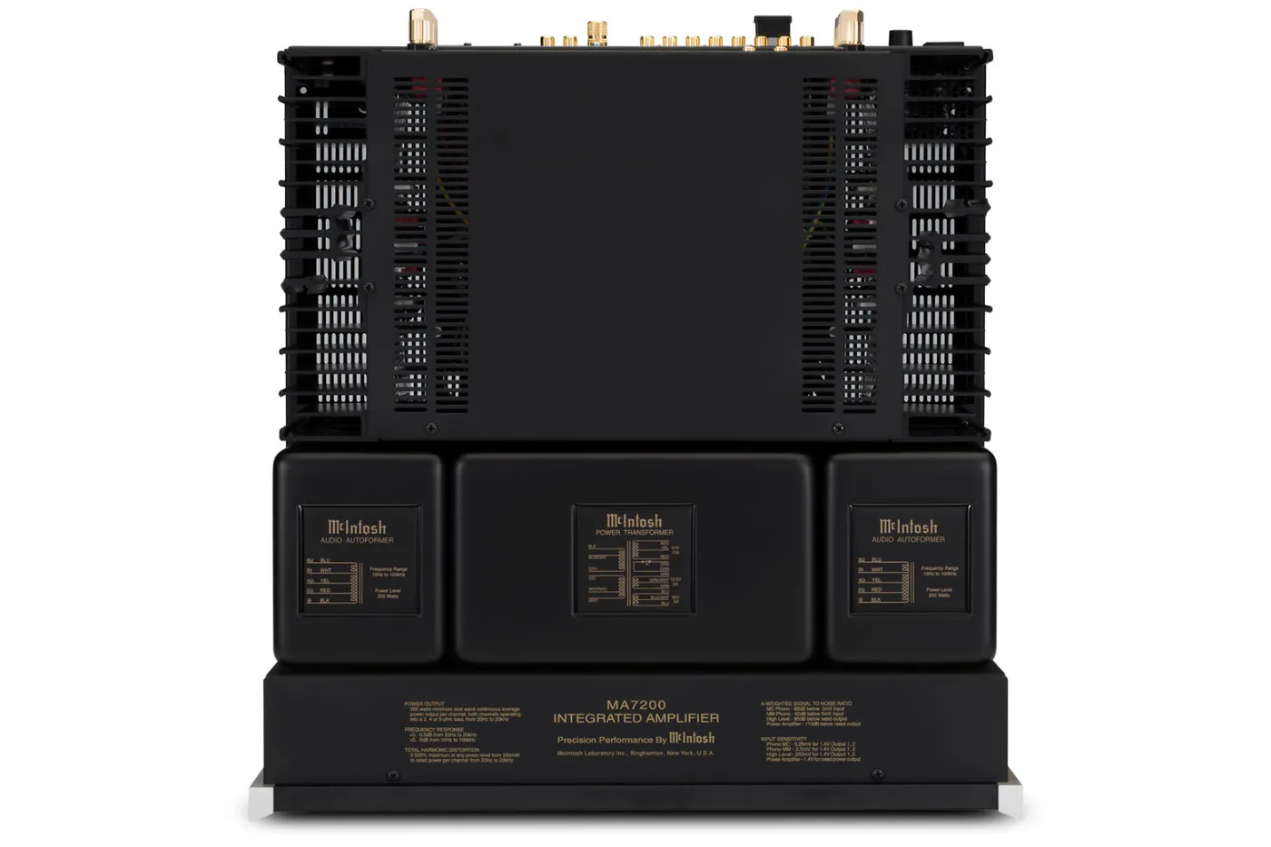 McIntosh MA7200 integrated amplifier, top view